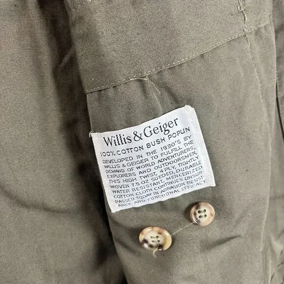 Vtg Willis & Geiger Safari Hemingway Belted Button Up Bush Poplin XL/XXL* - Picture 9 of 12